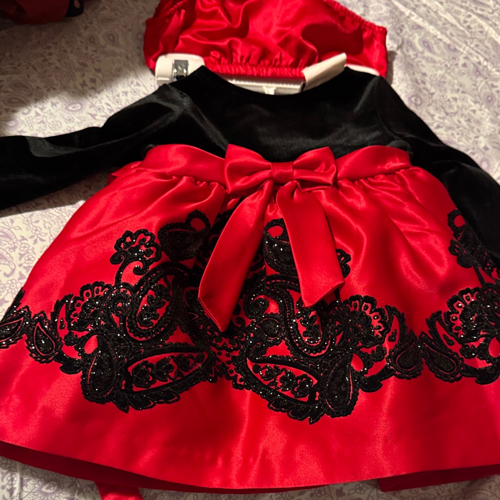 Rare Editions Red And Black Formal Kids Dress